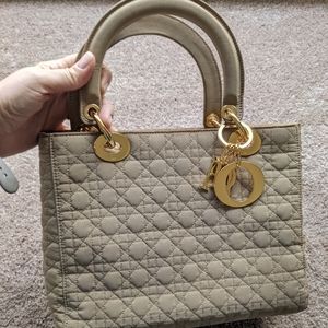 Vintage Christan Dior lady cannage quilted nylon handbag